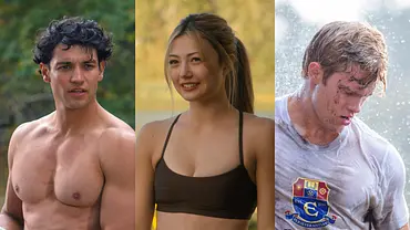 Crew Girl-Hauptdarsteller (L nach R): Kyle Clark als Cam Dillinger, Miku Martineau als Teagan Tao und Sam Braun als Josh Regis. - Foto: Netflix