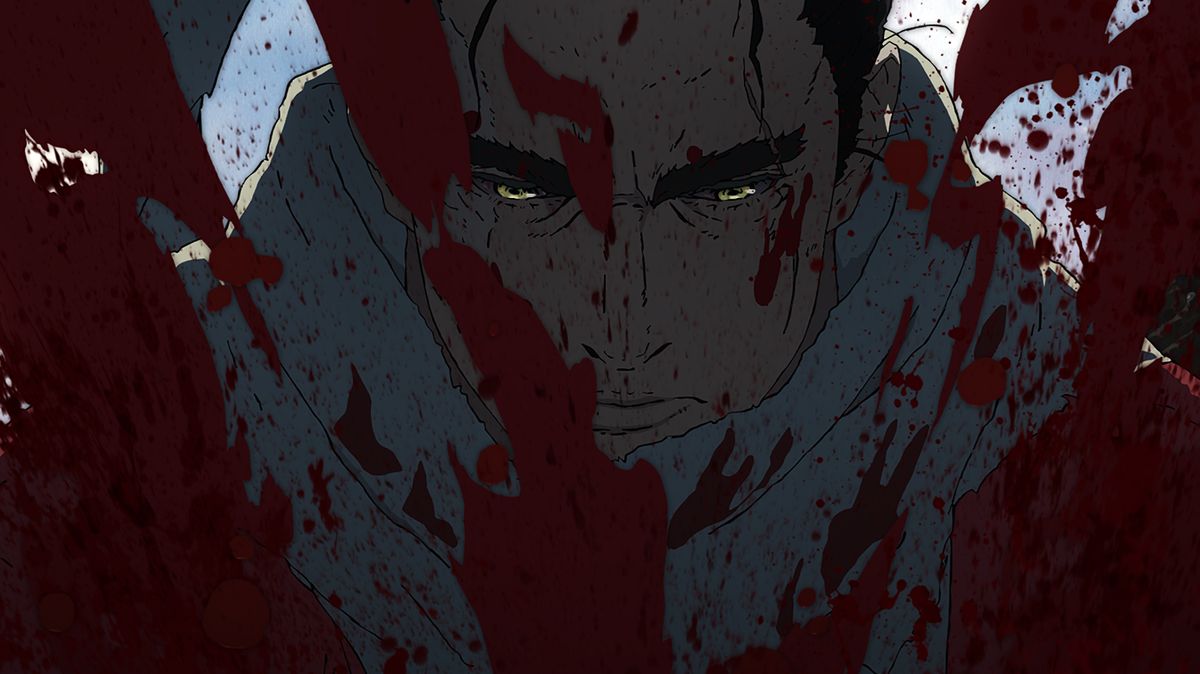 Blut strömt Wolf entgegen