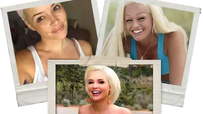 Drei überlappende, weiß gerahmte Fotos zeigen Daniela Katzenberger ungeschminkt, mit ihrem alten Augenbrauen-Spraytan-Look beim Sport und mit kurzen Haaren. - Foto: Instagram/Daniela-Katzenberger & IMAGO / Eibner Drei überlappende, weiß gerahmte Fotos zeigen Daniela Katzenberger ungeschminkt, mit ihrem alten Augenbrauen-Spraytan-Look beim Sport und mit kurzen Haaren. - Foto: Instagram/Daniela-Katzenberger & IMAGO / Eibner