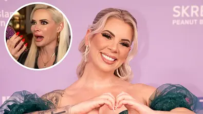 Jenny Frankhauser formt lächelnd ein Herz mit den Händen. Links oben hält Daniela Katzenberger mit offenem Mund ein Handy. - Foto: Collage: IMAGO / BOBO, RTL Jenny Frankhauser formt lächelnd ein Herz mit den Händen. Links oben hält Daniela Katzenberger mit offenem Mund ein Handy. - Foto: Collage: IMAGO / BOBO, RTL