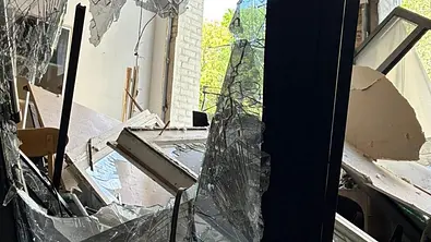 Das zerstörte ARD-Studio in Kiew. - Foto: WDR