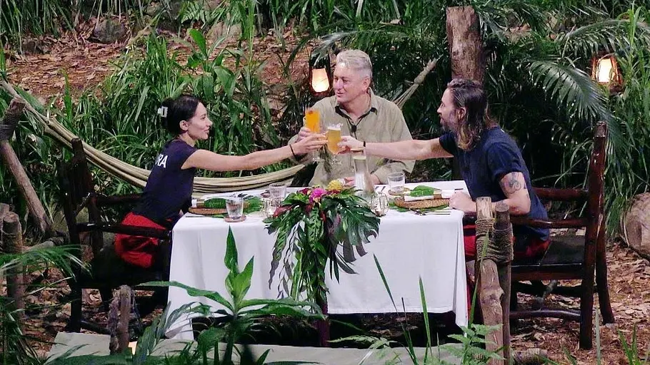 Festmahl im Dschungel mit Samira Yavuz, Hubert Fella und Gil Ofarim Festmahl im Dschungel mit Samira Yavuz, Hubert Fella und Gil Ofarim