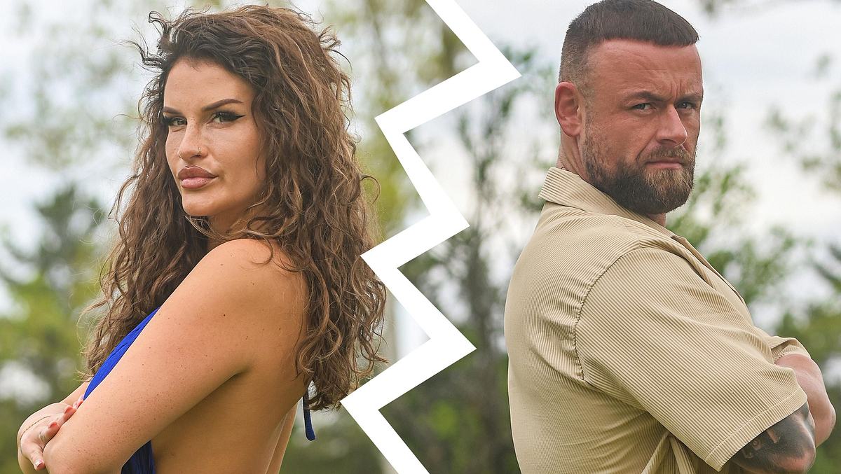 Felix Davidson und Babu: So toxisch war ihre Beziehung! Links: Babu, rechts: Felix Davidson. Das Ex-Paar schaut mit ernstem Blick in die Kamera, die Arme verschränkt.