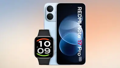 Das Xiaomi Redmi Note 17 Pro 5G, davor ein Redmi Watch 6. Der Hintergrund ist blau-orange. - Foto: TV Movie / Xiaomi Das Xiaomi Redmi Note 17 Pro 5G, davor ein Redmi Watch 6. Der Hintergrund ist blau-orange. - Foto: TV Movie / Xiaomi