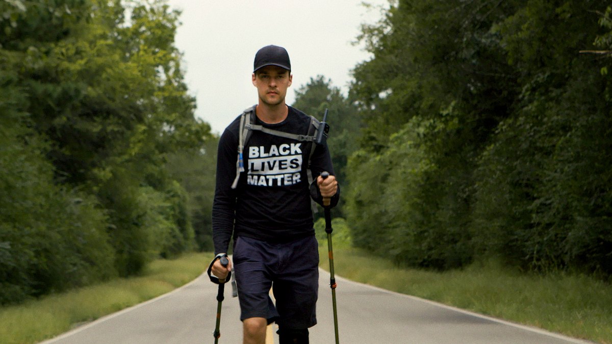 white man walking