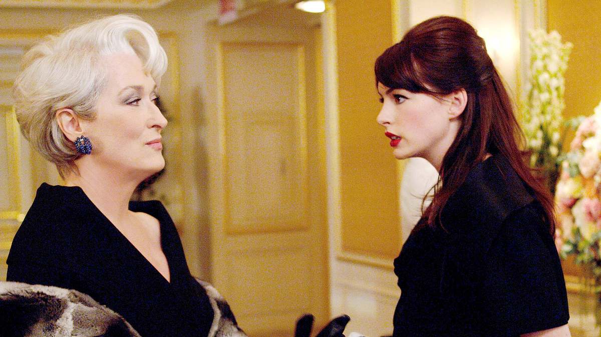 Andy Sachs und Miranda Priestly in einer Szene in „Der Teufel trägt Prada“