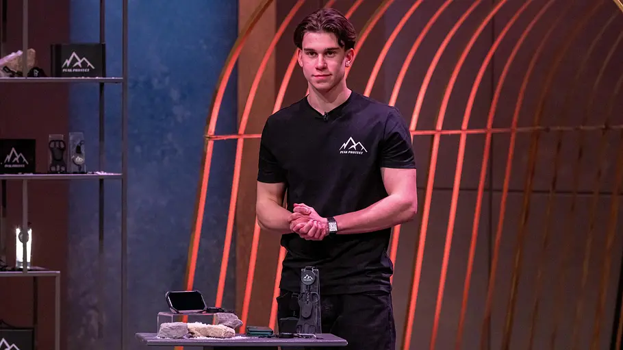 Die Aufregung von Christopher Czellary ließ während seines Pitches nach. Christopher Czellary bei seinem Pitch.