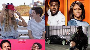 Die besten Komödien auf Netflix - Foto: Collage aus vier Teilen: Copyrights: © NBC UNIVERSAL International GmbH Foto, IMAGO /Mary Evans, Foto: © 2023 CTMG, Inc. All Rights Reserved. Foto: Netflix
