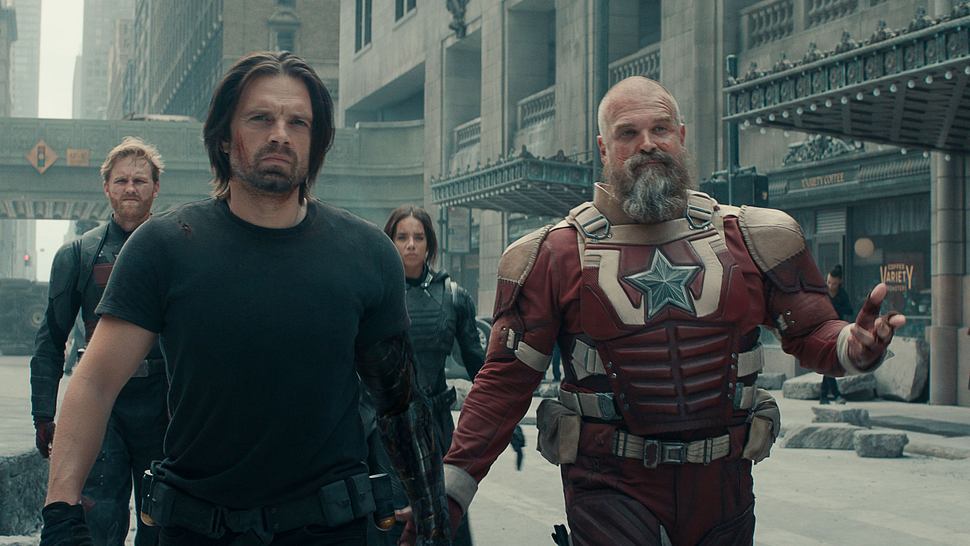 John Walker, Bucky, Ava und Alexei blicken entschlossen nach vorne. - Foto: Disney / Marvel