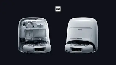 Die neuen VC Romo Saugroboter von DJI auf einem schwarzen Hintergrund. - Foto: TVM / MediaMarkt