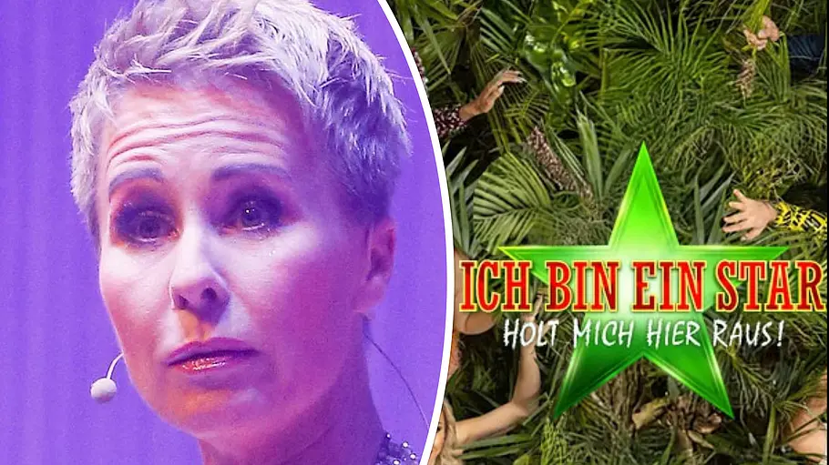 Collage: Sonja Zietlow schaut entsetzt, rechts das Dschungelcamp-Logo