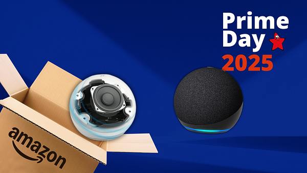 Collage aus Produktbildern des Echo Dot (5. Generation) mit Banner zu den Prime Days - Foto: TVMovie / PR