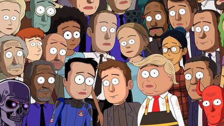 Zahlreiche animierte Figuren, darunter Donald Trump, stehen neben- und übereinander. - Foto: Fable