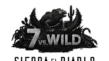 Das dunkle Logo „7 vs. WILD – SIERRA EL DIABLO“ zeigt eine Echse, eine Spinne, einen Skorpion und Kakteen. - Foto: Prime Video Das dunkle Logo „7 vs. WILD – SIERRA EL DIABLO“ zeigt eine Echse, eine Spinne, einen Skorpion und Kakteen. - Foto: Prime Video