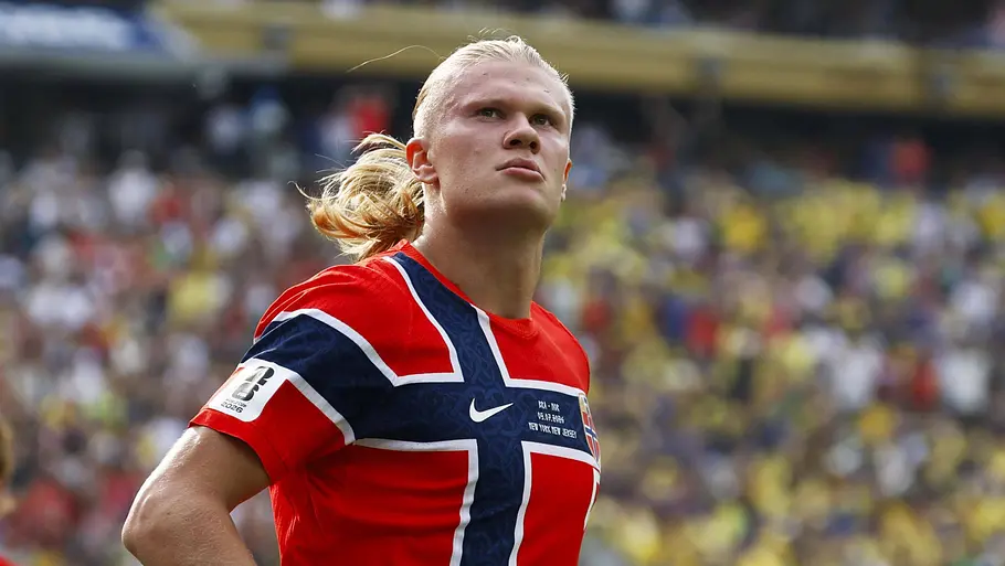 Erling Haaland Norwegen Erling Haaland freut sich nach seinem Tor gegen Brasilien im WM 2026-Achtelfinale