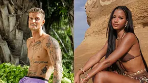 Collage der „Ex on the Beach“-Teilnehmenden Laurenz und Brenda: Links steht Laurenz oberkörperfrei in lila Badeshorts vor tropischer Kulisse, rechts sitzt Brenda im braunen Bikini vor einer Felsformation am Strand und blickt in die Kamera. - Foto: Collage: RTL / Daniel Alvarez, RTL / Friederike Jacobitz Collage der „Ex on the Beach“-Teilnehmenden Laurenz und Brenda: Links steht Laurenz oberkörperfrei in lila Badeshorts vor tropischer Kulisse, rechts sitzt Brenda im braunen Bikini vor einer Felsformation am Strand und blickt in die Kamera. - Foto: Collage: RTL / Daniel Alvarez, RTL / Friederike Jacobitz
