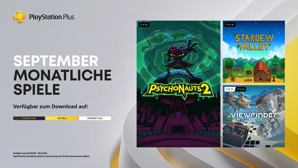 Die drei Spiele für das PS-Plus-Abo im September: Psychonauts 2, Stardew Valley und Viewfinder - Foto: Sony