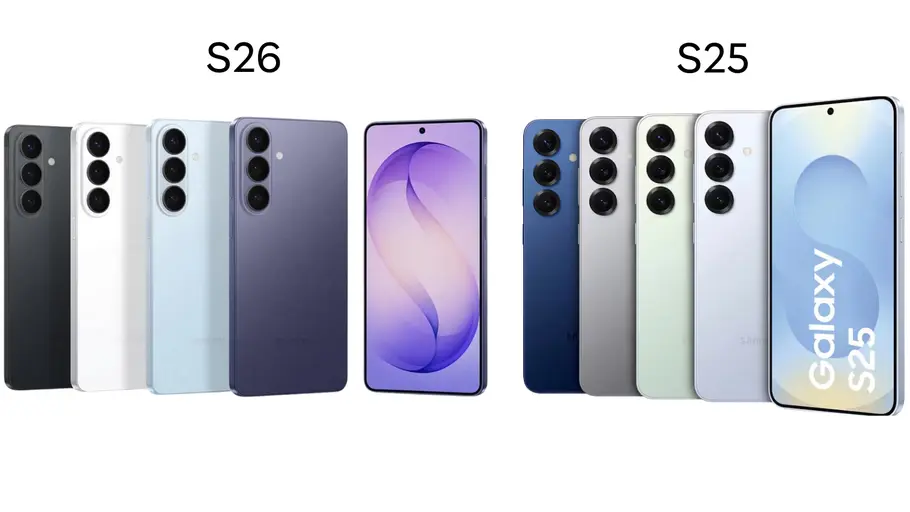 Farbauswahl vom Samsung Galaxy S26 im Vergleich zu den S25-Farben
