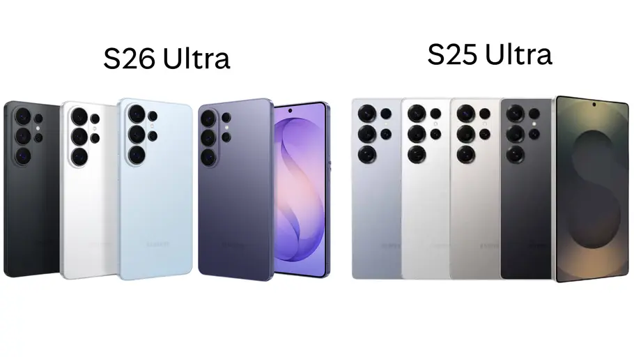 Farbpalette des Samsung Galaxy S26 Ultra und S25 Ultra im Vergleich