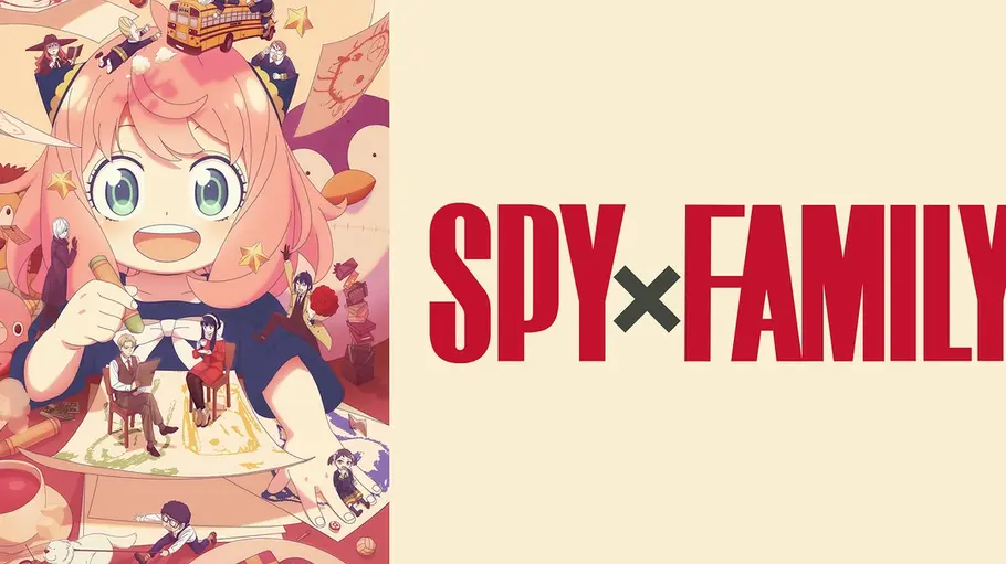 Anya Forger in „Spy x Family“ Anime-Figur Anya Forger aus Spy x Family sitzt mit überraschter Mimik vor einem Dessert