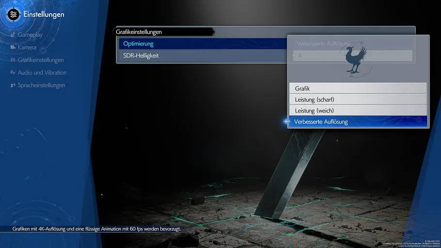 Menüpunkt zeigt neue Grafikeinstellung mit PSSR 2.0 für Final Fantasy VII Rebirth 