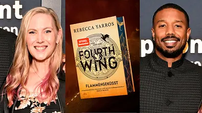 Rebecca Yarros und Michael B. Jordan arbeiten an der „Fourth Wing“-Serie. - Foto: dtv Verlag; Warner Bros. Picture; Amazon MGM Studios (Collage TVMovie.de) Rebecca Yarros und Michael B. Jordan arbeiten an der „Fourth Wing“-Serie. - Foto: dtv Verlag; Warner Bros. Picture; Amazon MGM Studios (Collage TVMovie.de)
