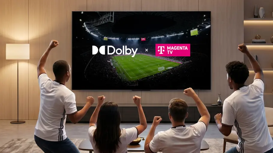 Fans vor Fernseher mit Dolby Vision und MagentaTV Fans vor Fernseher mit Dolby Vision und MagentaTV