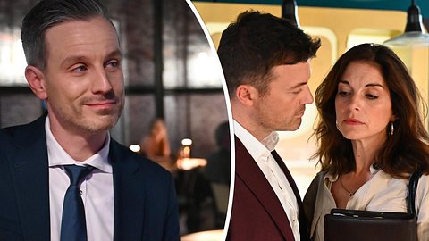 Collage: Kilian schmunzelt, Ben schaut Gabriella erwartungsvoll an. - Foto: RTL / Julia Feldhagen