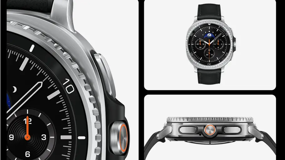 Drei Produktbilder der Samsung Galaxy Watch 8 Classic.