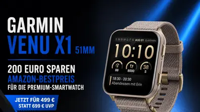 Die Garmin Venu X1 mit großem AMOLED-Display und Titanrückseite wird im aktuellen Amazon-Angebot zum bisherigen Bestpreis angeboten. - Foto: TV Movie / ChatGPT Die Garmin Venu X1 mit großem AMOLED-Display und Titanrückseite wird im aktuellen Amazon-Angebot zum bisherigen Bestpreis angeboten. - Foto: TV Movie / ChatGPT