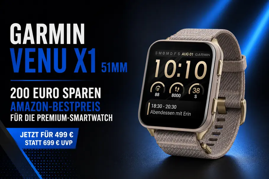 garmin-venux1-amazon-deal-tvmovie Die Garmin Venu X1 mit großem AMOLED-Display und Titanrückseite wird im aktuellen Amazon-Angebot zum bisherigen Bestpreis angeboten.