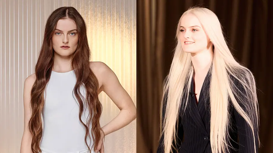 GNTM 2026 Umstyling Vorher-Nachher-Ergebnisse Collage zeigt links ein Foto des Models vor dem Umstyling und rechts ein Foto mit dem veränderten Look nach dem GNTM-Umstyling-2026.
