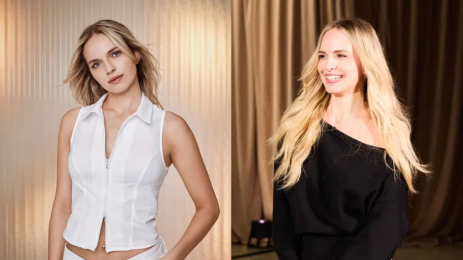 GNTM 2026 Umstyling Vorher-Nachher-Ergebnisse Collage zeigt links ein Foto des Models vor dem Umstyling und rechts ein Foto mit dem veränderten Look nach dem GNTM-Umstyling-2026.