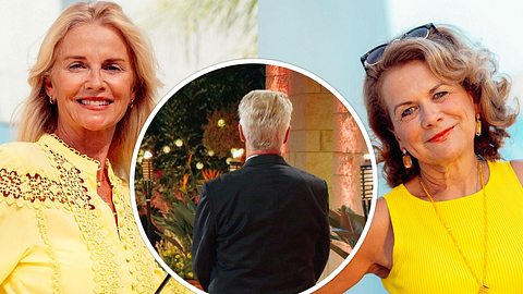 Golden Bachelor-Kandidatinnen Lise (l.) und Sylvia (r), Franz Stärk (m) von hinten - Foto: RTL