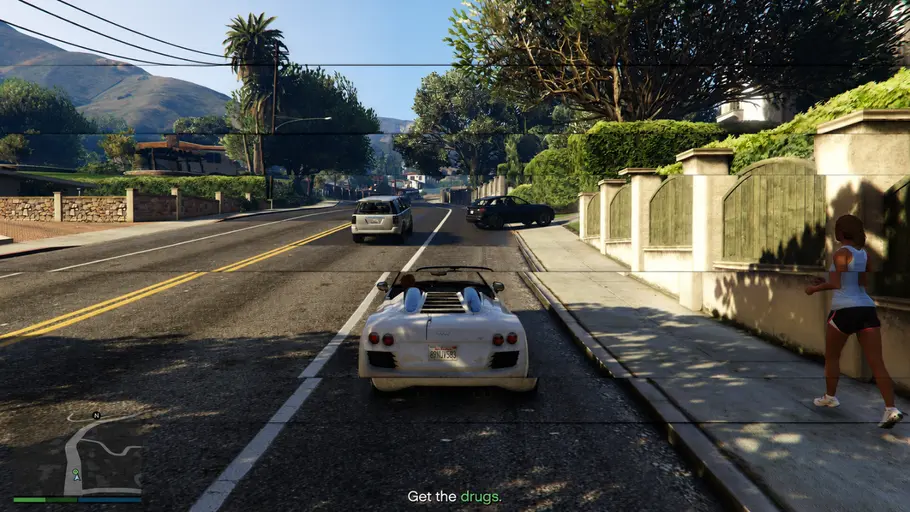 GTA 5 Screen Tearing Gamplayszene aus GTA 5 mit Screen Tearing