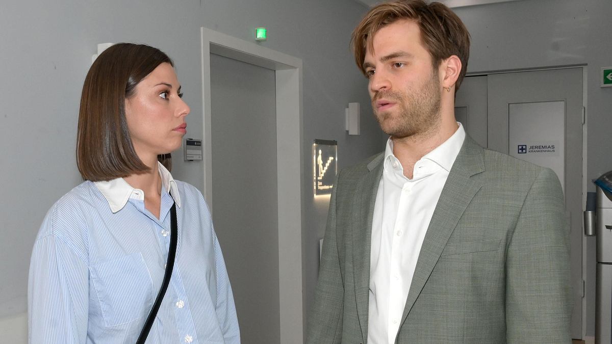 GZSZ: Endgültiger Bruch zwischen Julian und Matilda GZSZ-Szene: Julian und Matilda stehen sich mit ernsten mienen gegenüber
