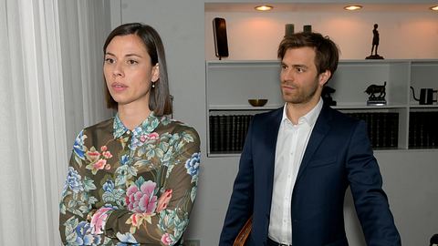 GZSZ-Szene: Matilda mit verschränkten Armen, Julian steht hinter ihr.  Die Geschwister drohen zu entzweien.  - Foto: RTL / Rolf Baumgartner