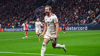 Harry Kane jubelt nach Tor gegen Bayer 04 Leverkusen - Foto:  IMAGO / Anadolu Agency