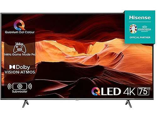 HISENSE 75E7KQ PRO QLED TV (Flat, 75 Zoll / 190,50 cm, UHD 4K, SMART TV)