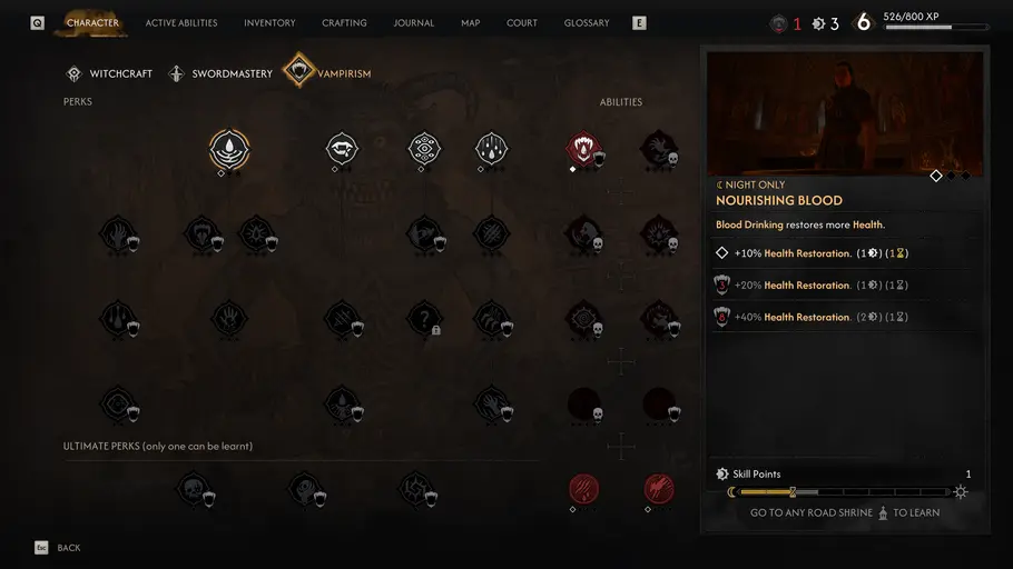 Skill Tree des Vampirismus