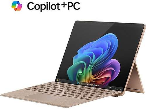 MICROSOFT Surface Pro, Copilot+ PC, 11. Edition, Convertible, mit 13 Zoll Display, Qualcomm Snapdragon X Plus X1P-64-100 Prozessor, 16 GB RAM, 512 GB SSD, Qualcomm Adreno™ Onboard Graphics, Sand, Windows 11 Home (64 Bit)