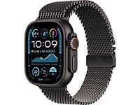 APPLE Watch Ultra 2 GPS + Cellular 49 mm Milanaise Armband Schwarz 2024 Smartwatch Titangehäuse, 155 - 185 mm, Titan / Schwarz