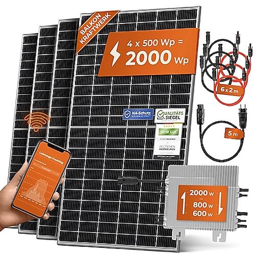 Solarway Balkonkraftwerk 2000W - Ausgang einstellbar 600/800/2000W - 4x500W