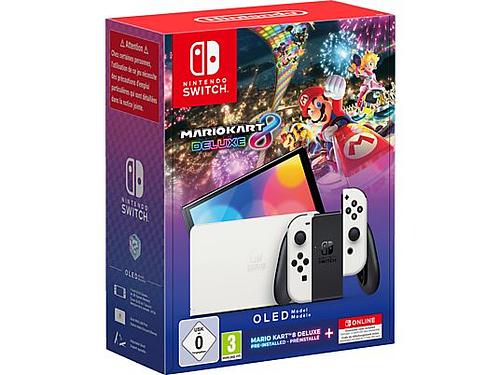 NINTENDO Switch™ – OLED-Modell (weiß) + Mario Kart 8 Deluxe + Nintendo Switch Online – 12-monatige (365-tägige) Einzelmitgliedschaft
