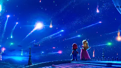 Mario und Peach schauen in den leuchtenden Himmel. - Foto: Imago/ Landmark Media