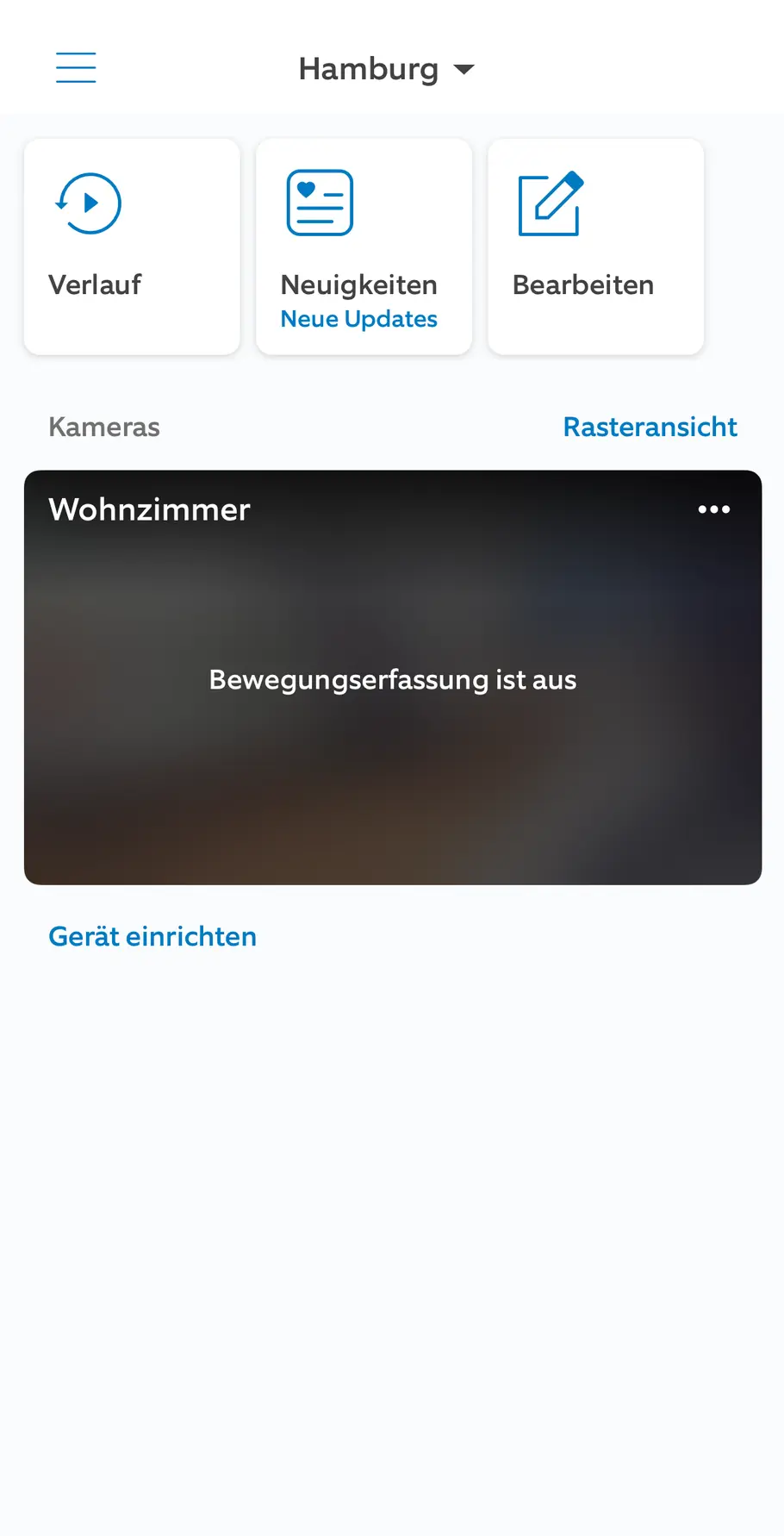 Ein Blick in das Hauptmenü der Ring App Ein Blick in das Hauptmenü der Ring App