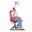 Ein Symbol mit einem Mann auf einem Bürostuhl, der nachdenkt. Man sieht ein Fragezeichen über seinem Kopf. - Foto: iStock/lemono