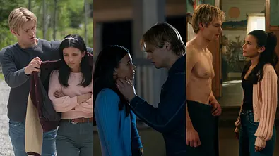 Collage zeigt drei romantische Jackie- und Cole-Momente aus drei Staffeln „Ich und die Walter Boys“. - Foto: Netflix / Collage TVMovie.de Collage zeigt drei romantische Jackie- und Cole-Momente aus drei Staffeln „Ich und die Walter Boys“. - Foto: Netflix / Collage TVMovie.de