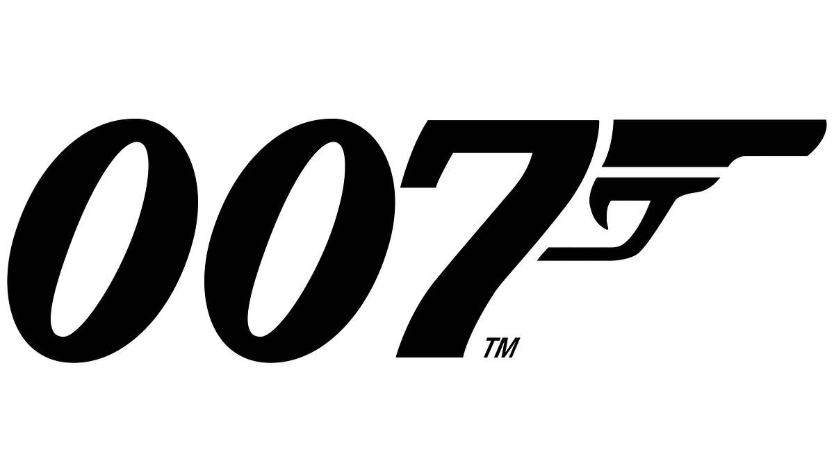 James Bond Man sieht das Logo für das James Bond Filmfranchise. Dargestellt durch den Schriftzug 007 auf weißen Hintergrund und einer Schusswaffe.
