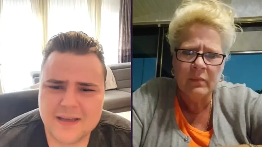 Jeremy Pascal Wollny und Mutter Silvia Wollny in einem TikTok-Livestream mit ernsten Gesichtern. 